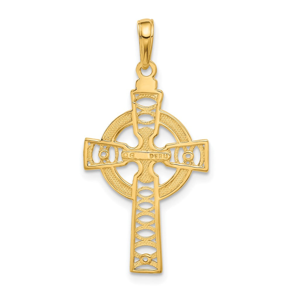 10K / 14K Yellow Gold Celtic Cross with Eternity Circle Pendant - Product Photo