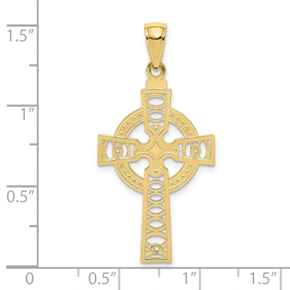10K / 14K Yellow Gold Celtic Cross with Eternity Circle Pendant - Product Photo
