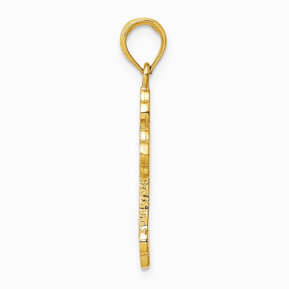 10K / 14K Yellow Gold Budded Cross Pendant - Product Photo