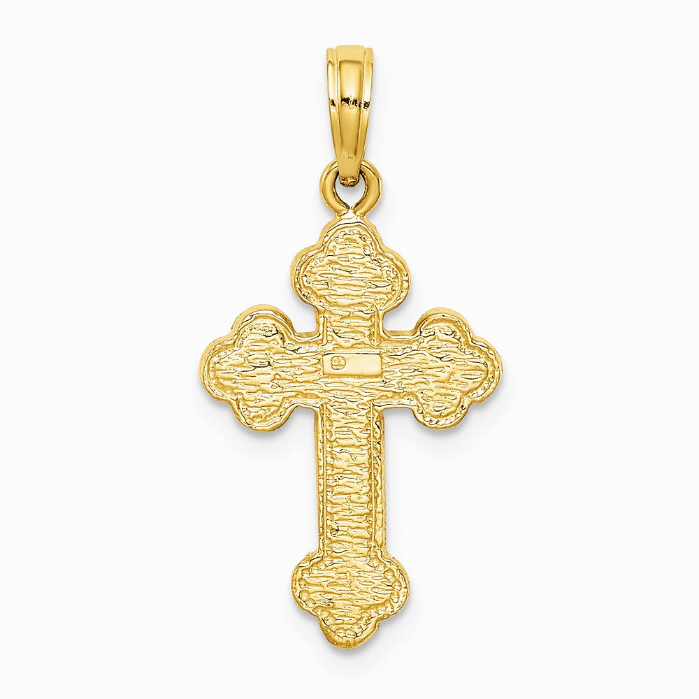 10K / 14K Yellow Gold Budded Cross Pendant - Product Photo