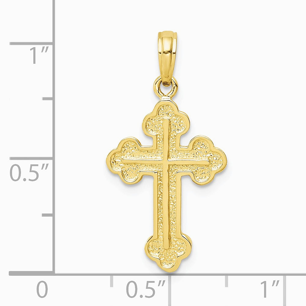 10K / 14K Yellow Gold Budded Cross Pendant - Product Photo