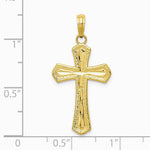 10K / 14K Yellow Gold Diamond-cut Beveled Edges Cross Pendant - Product Photo