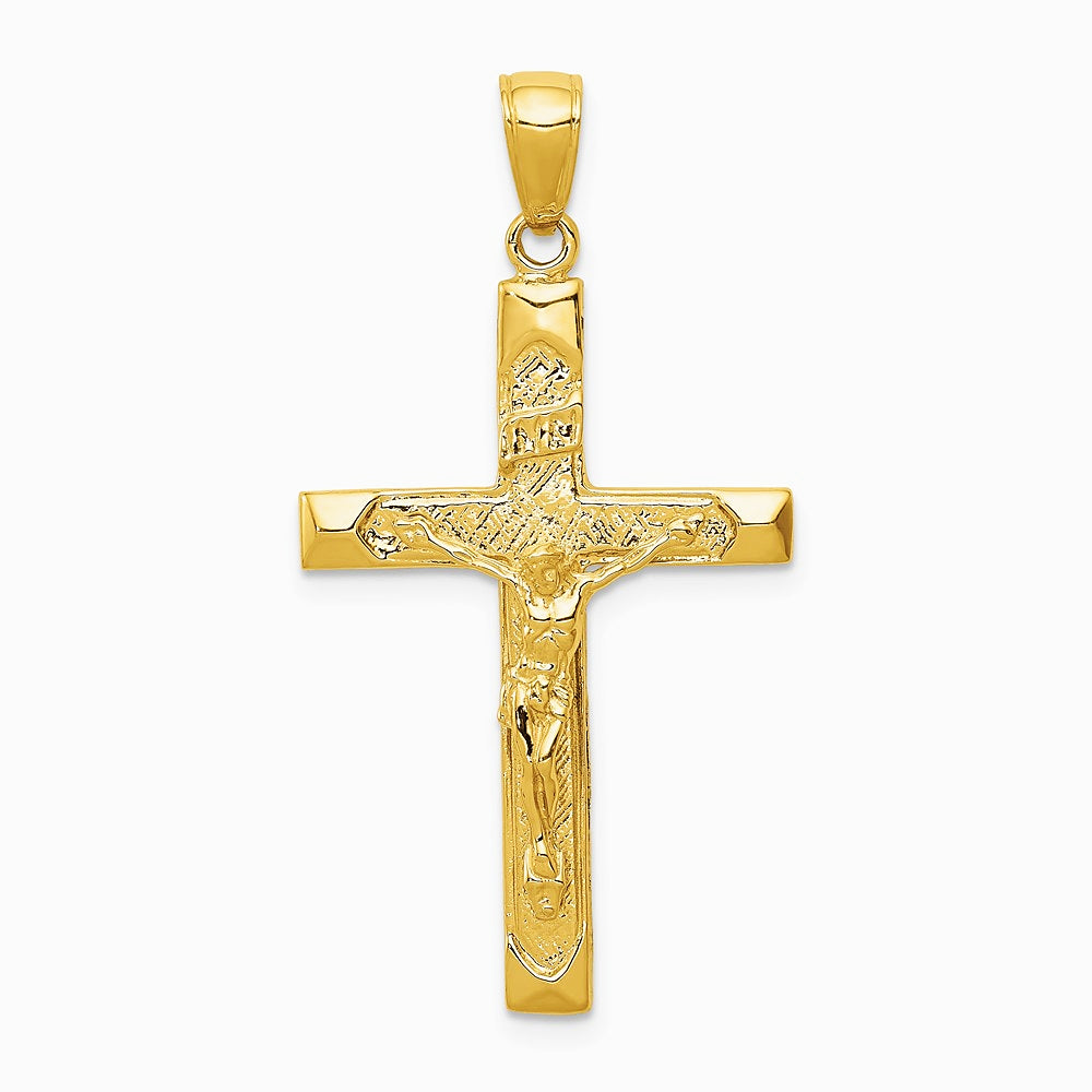 10K / 14K Yellow Gold INRI Crucifix Pendant - Product Photo