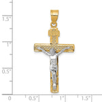 10K / 14K Two-tone Diamond-Cut Large Block Lattice Cross with Crucifix Pendant - Product Photo