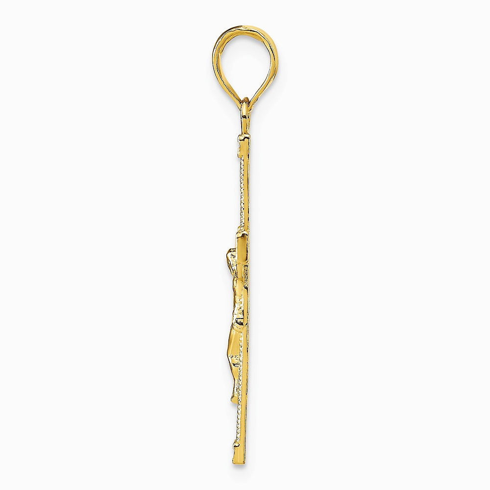 10K / 14K Yellow Gold Diamond-cut Fancy Tipped Crucifix Pendant - Product Photo