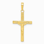 10K / 14K Yellow Gold Diamond-cut Fancy Tipped Crucifix Pendant - Product Photo