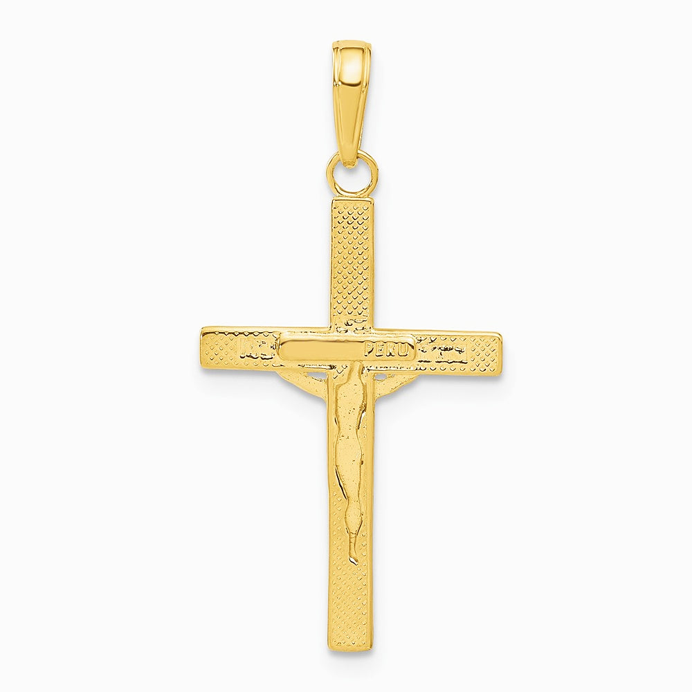 10K / 14K Yellow Gold Diamond-cut Fancy Tipped Crucifix Pendant - Product Photo