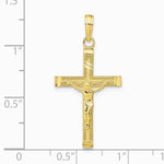 10K / 14K Yellow Gold Diamond-cut Fancy Tipped Crucifix Pendant - Product Photo