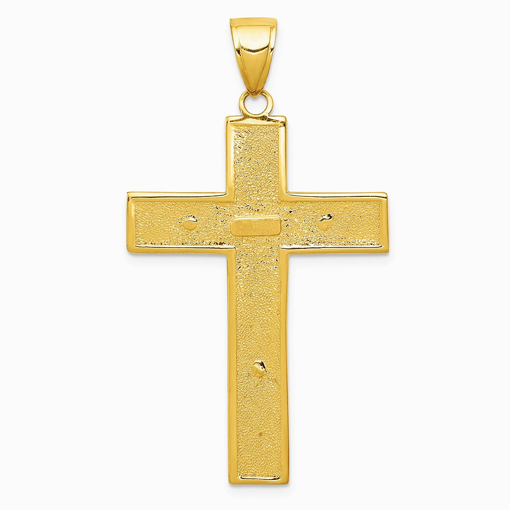 10K / 14K Yellow Gold Textured Crucifix Latin Cross Pendant - Product Photo