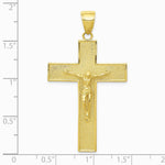 10K / 14K Yellow Gold Textured Crucifix Latin Cross Pendant - Product Photo