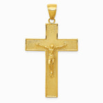 10K / 14K Yellow Gold Textured Crucifix Latin Cross Pendant - Product Photo