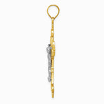 10K / 14K Two-tone Large Lacey-edged INRI Crucifix Pendant - Product Photo