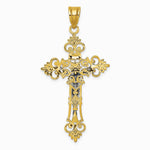 10K / 14K Two-tone Large Lacey-edged INRI Crucifix Pendant - Product Photo