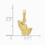 10K / 14K Yellow Gold Praying Hands Pendant - Product Photo