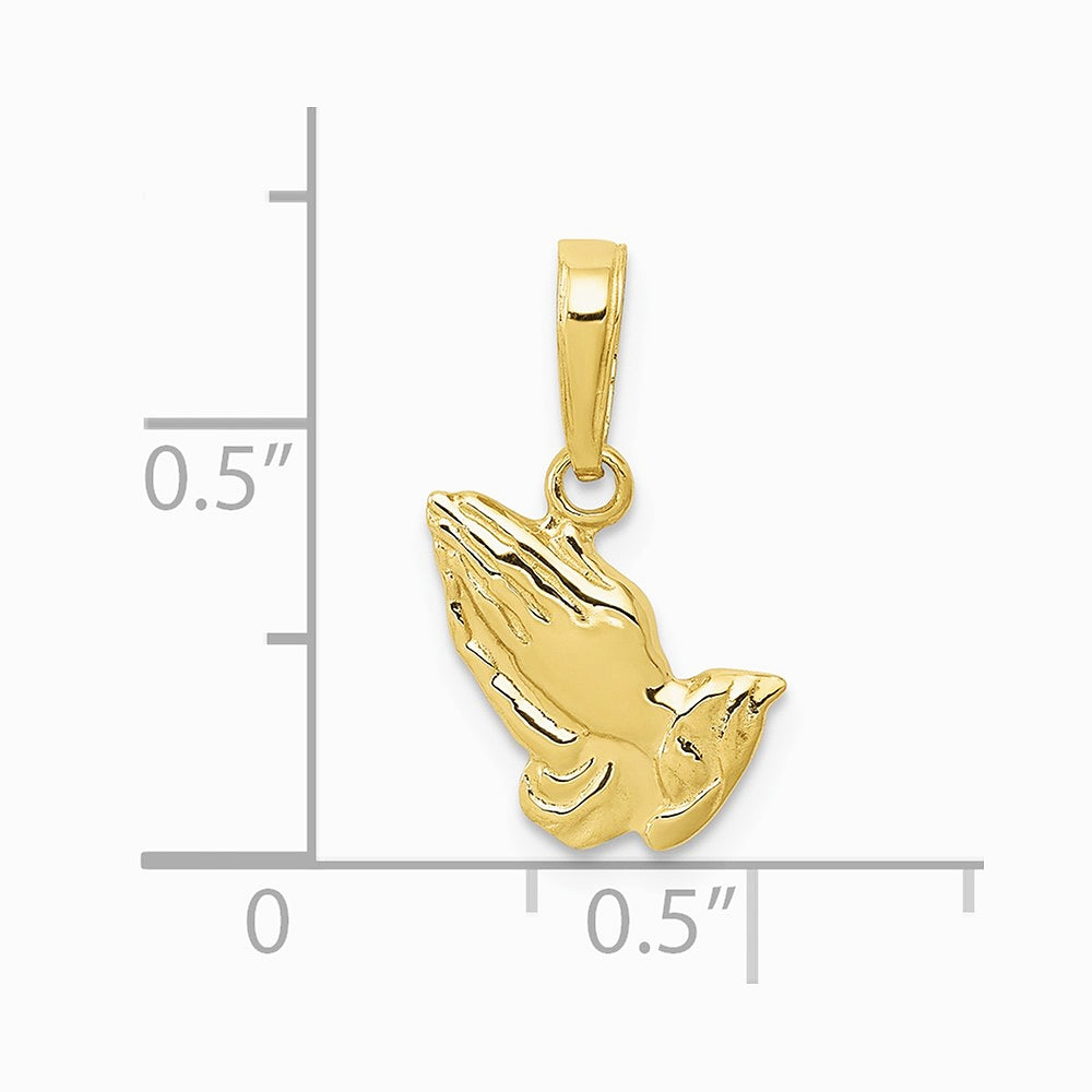 10K / 14K Yellow Gold Praying Hands Pendant - Product Photo