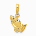 10K / 14K Yellow Gold Praying Hands Pendant - Product Photo