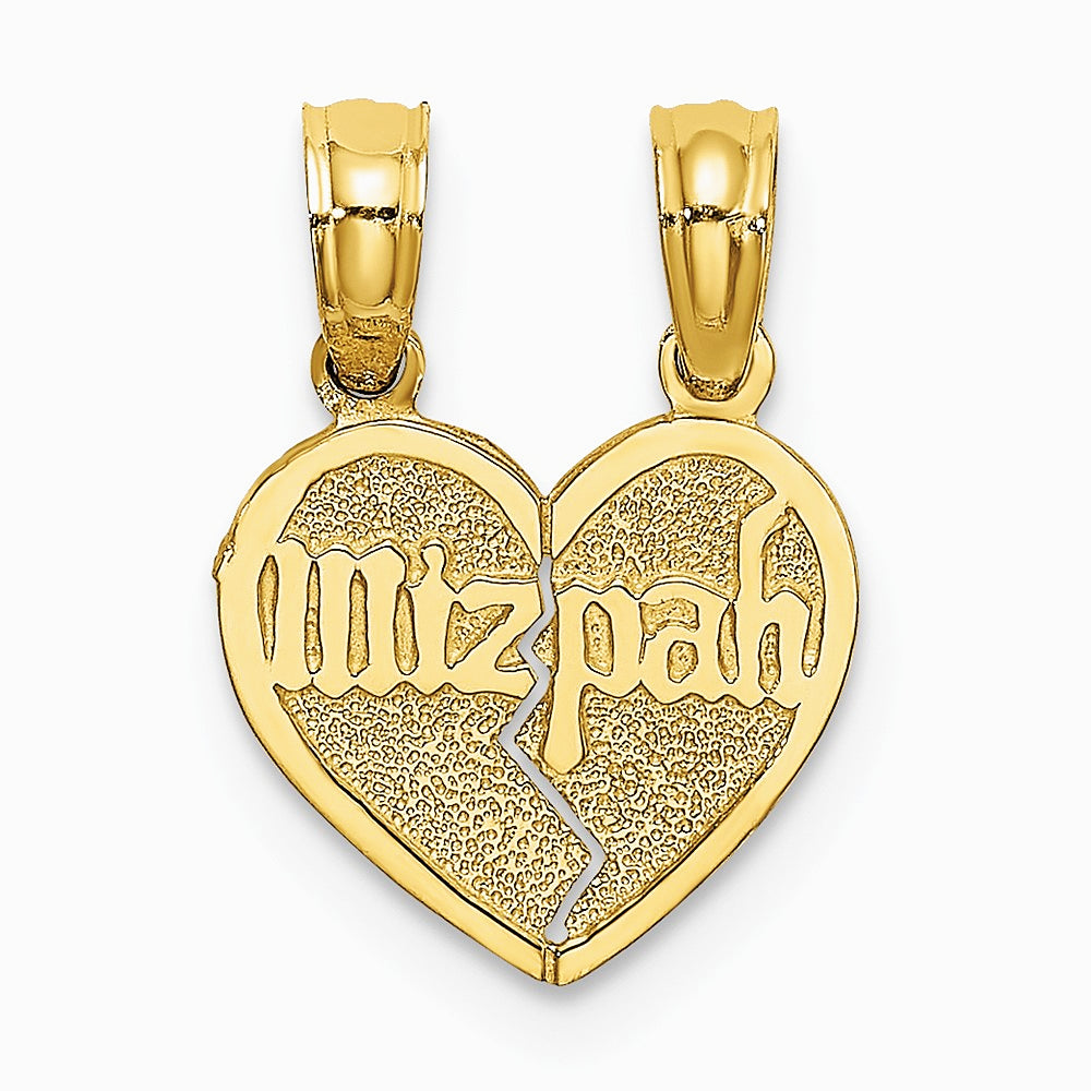 10K / 14K Yellow Gold Reversible Break apart Mizpah Heart Pendant