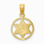 10K / 14K Yellow Gold Star of David in Circle Frame Pendant - Product Photo