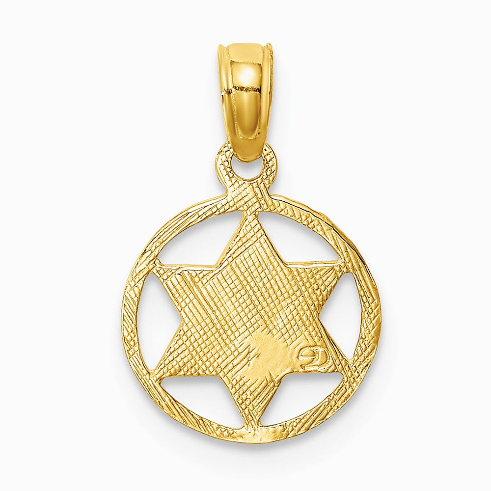 10K / 14K Yellow Gold Star of David in Circle Frame Pendant - Product Photo
