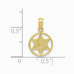 10K / 14K Yellow Gold Star of David in Circle Frame Pendant - Product Photo