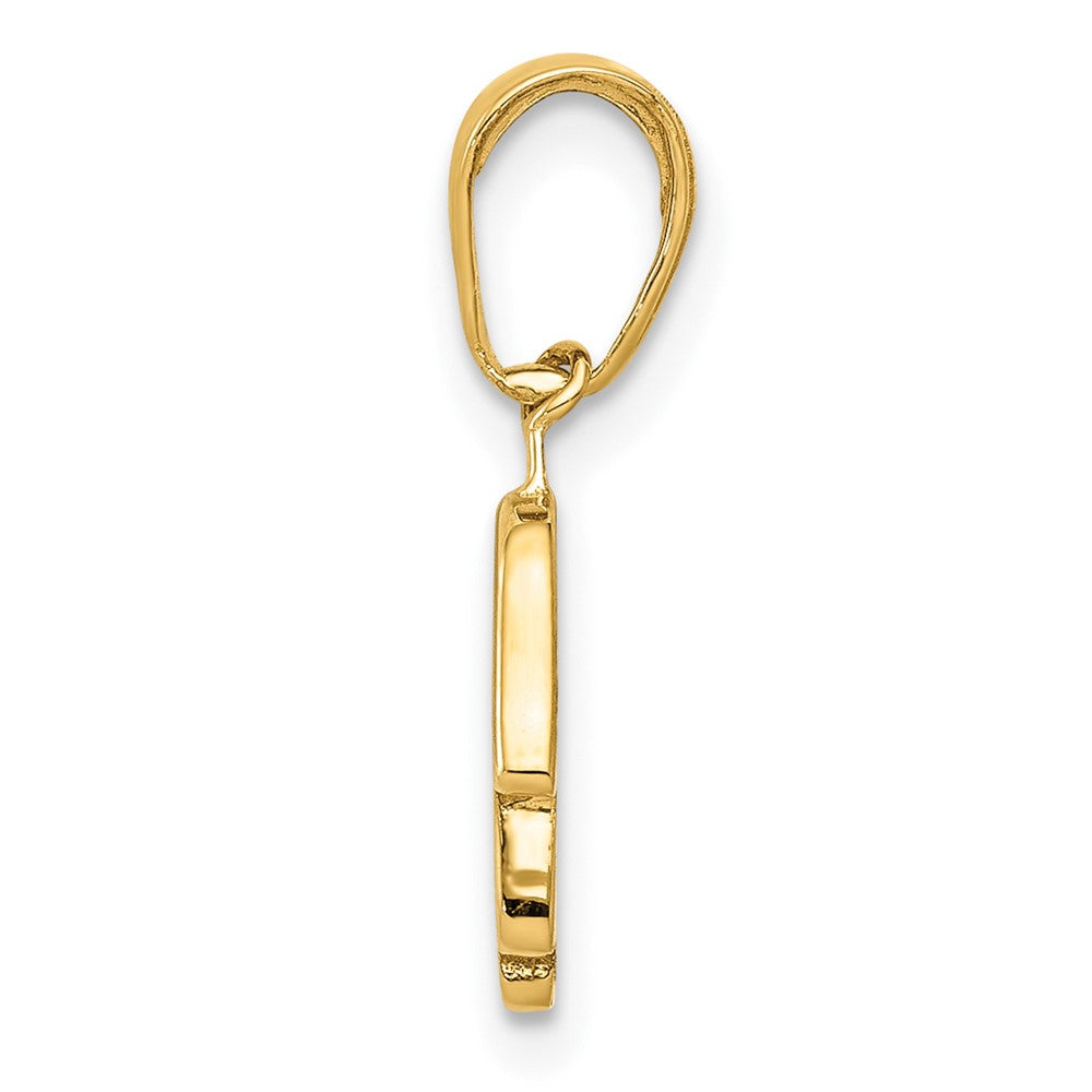 10K / 14K Yellow Gold Small Solid Hamsa Pendant - Product Photo