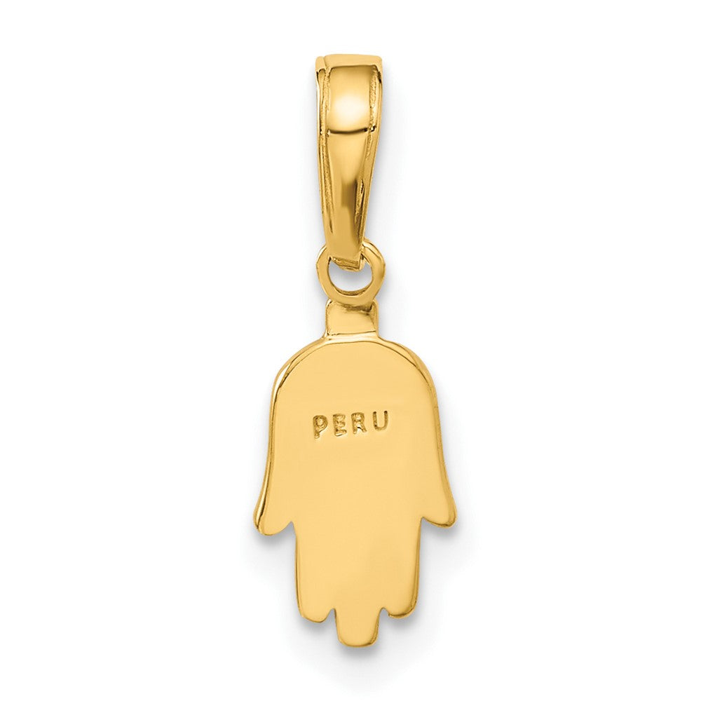 10K / 14K Yellow Gold Small Solid Hamsa Pendant - Product Photo