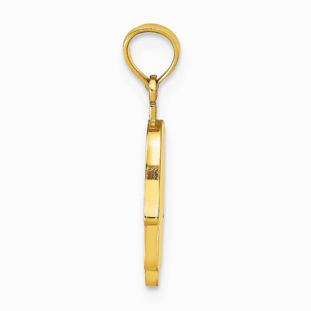 10K / 14K Yellow Gold Large Solid Hamsa Pendant - Product Photo