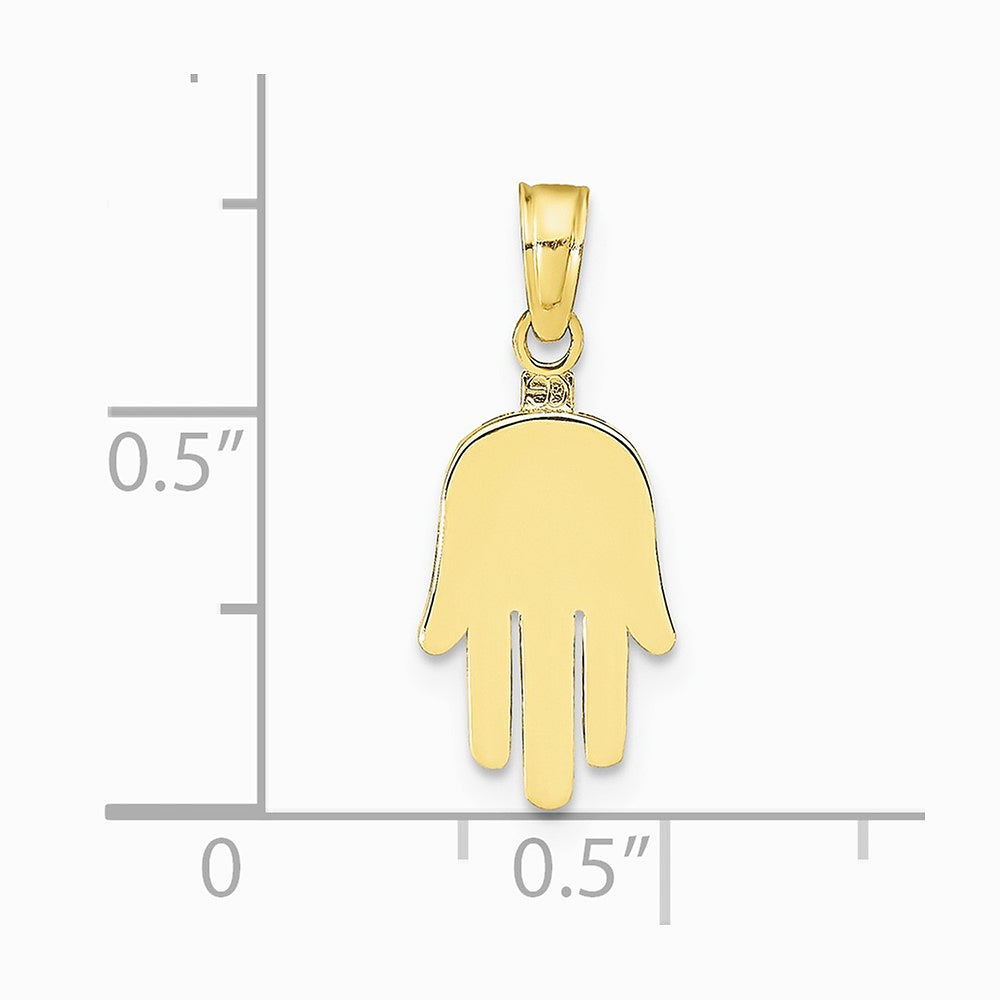 10K / 14K Yellow Gold Large Solid Hamsa Pendant - Product Photo