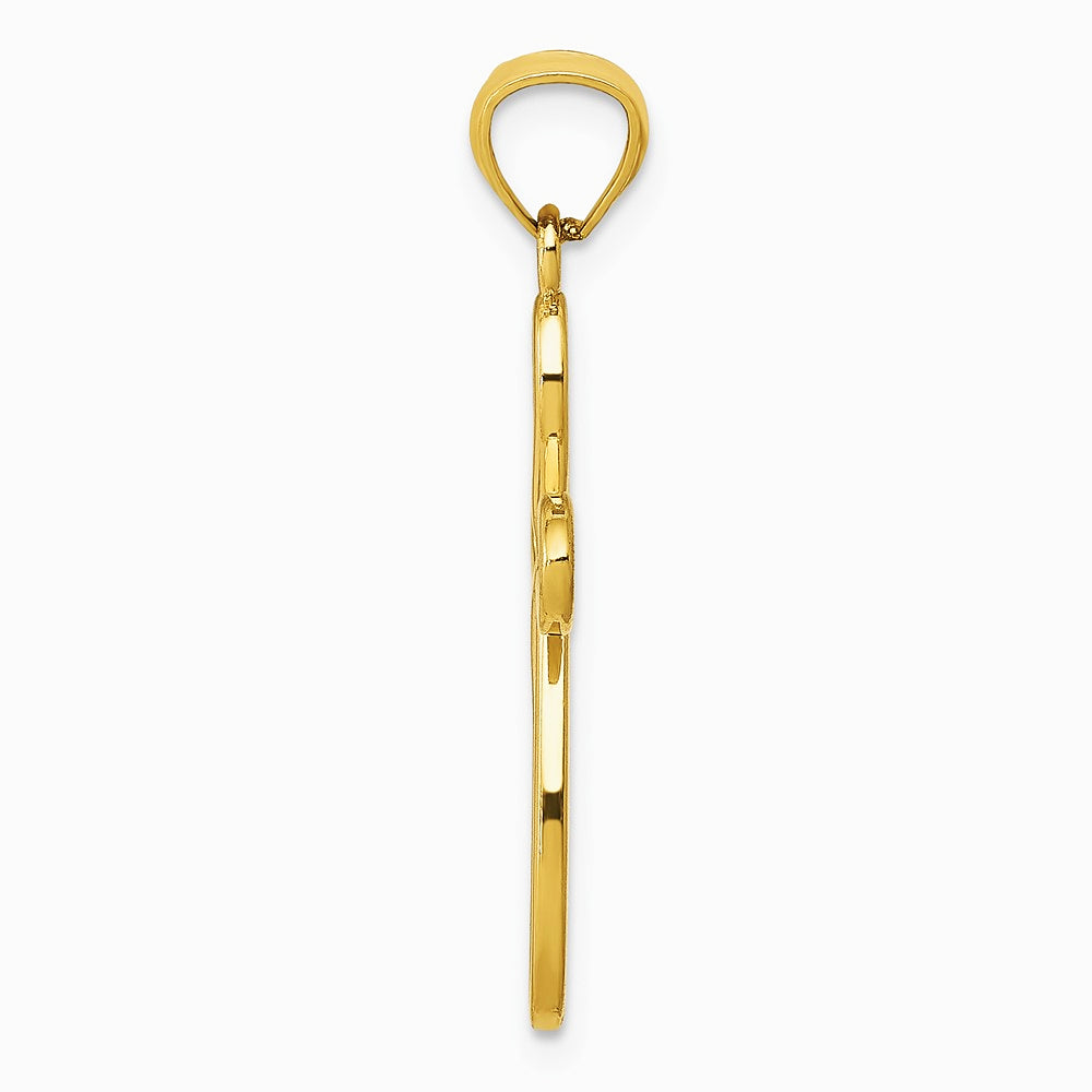10K / 14K Yellow Gold Ribbon Cross Pendant - Product Photo