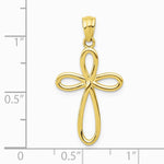 10K / 14K Yellow Gold Ribbon Cross Pendant - Product Photo