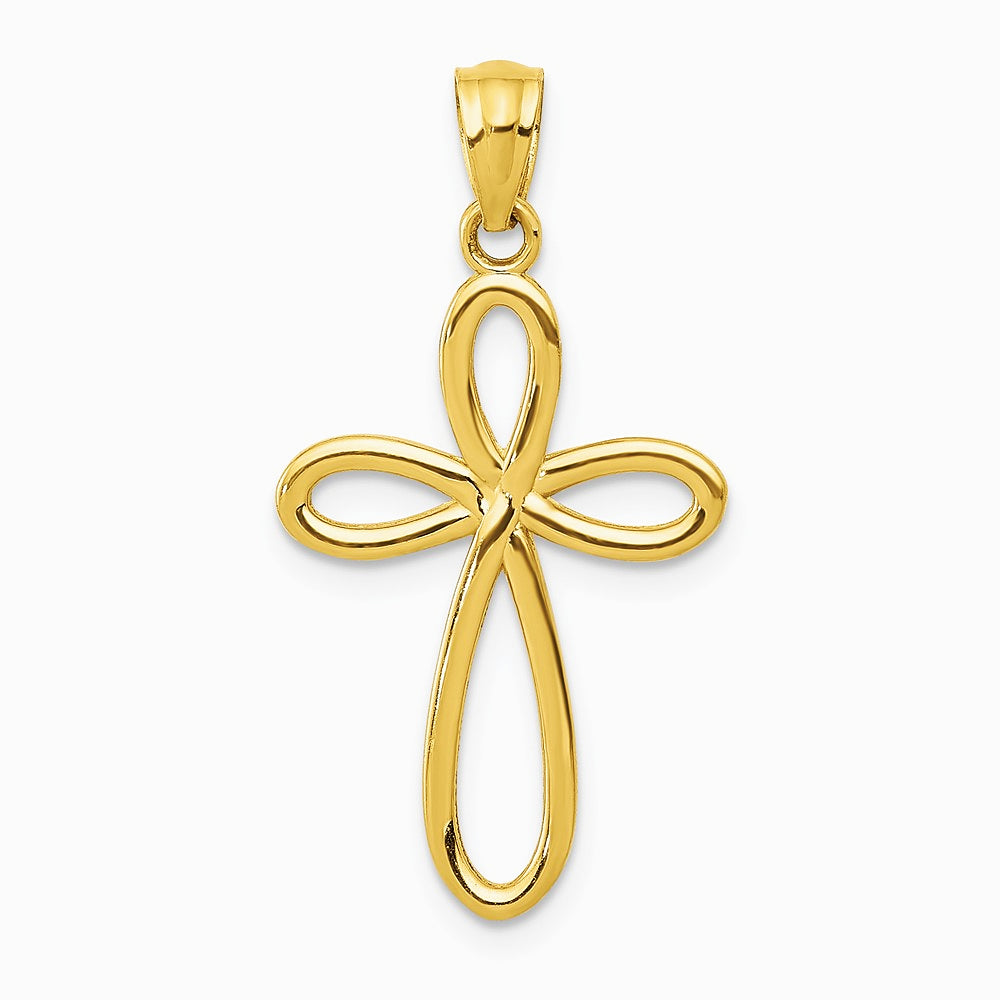 10K / 14K Yellow Gold Ribbon Cross Pendant