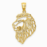 10K / 14K Yellow Gold Diamond-Cut Lion Profile Pendant - Product Photo