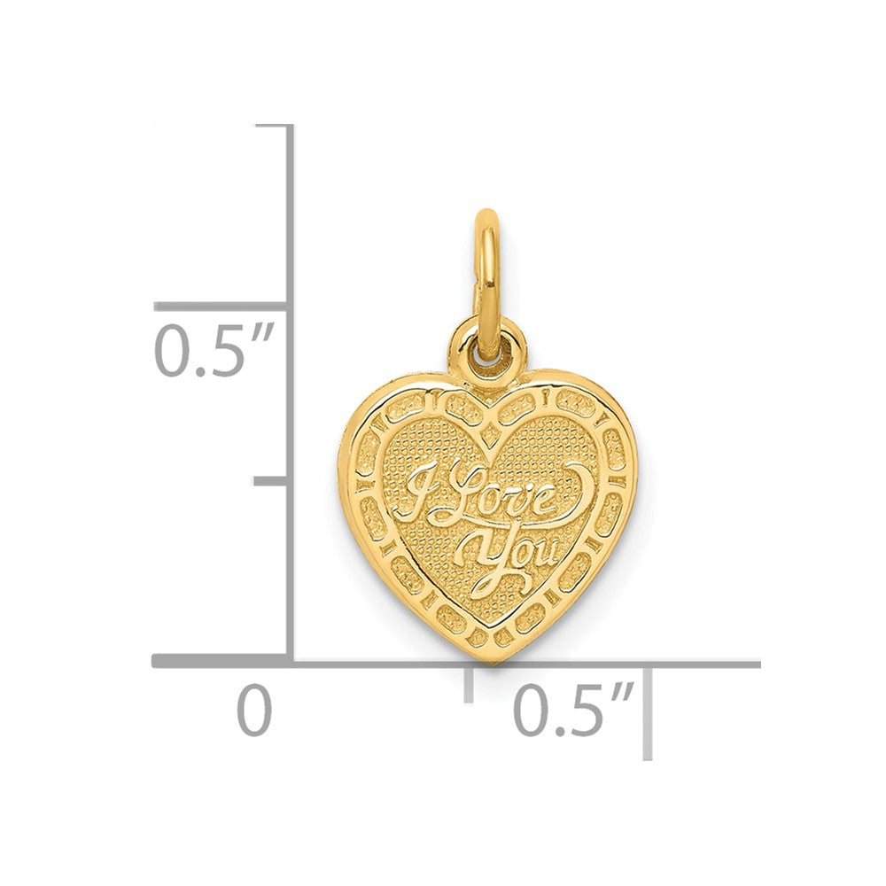 10K Yellow Gold I LOVE YOU Heart Charm - Product Photo