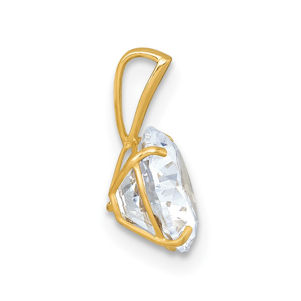 10k Polished 8mm CZ Round Solitaire Pendant - Product Photo