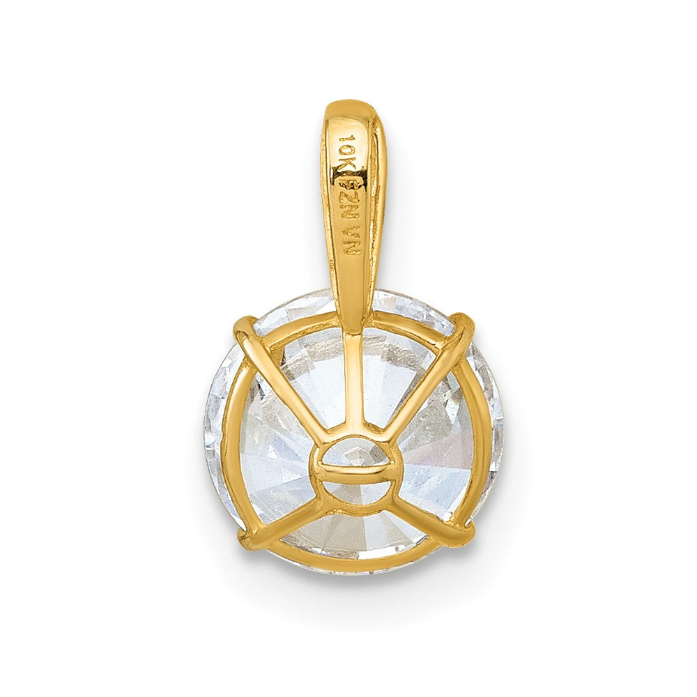 10k Polished 8mm CZ Round Solitaire Pendant - Product Photo
