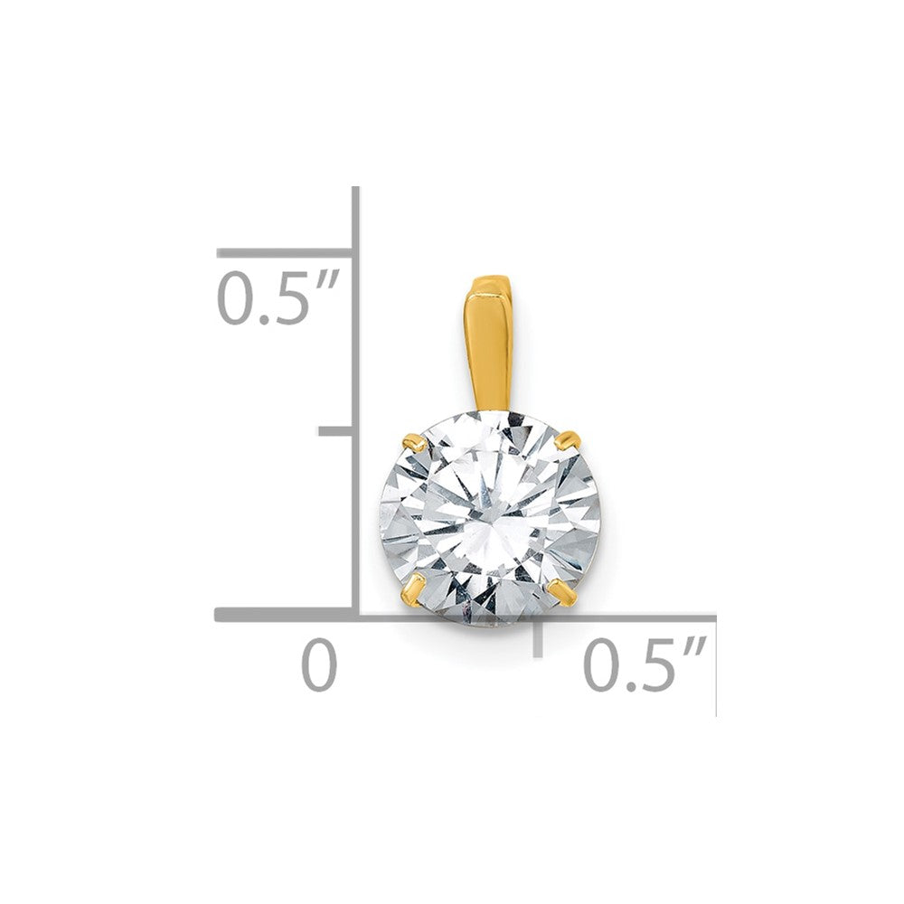 10k Polished 8mm CZ Round Solitaire Pendant - Product Photo