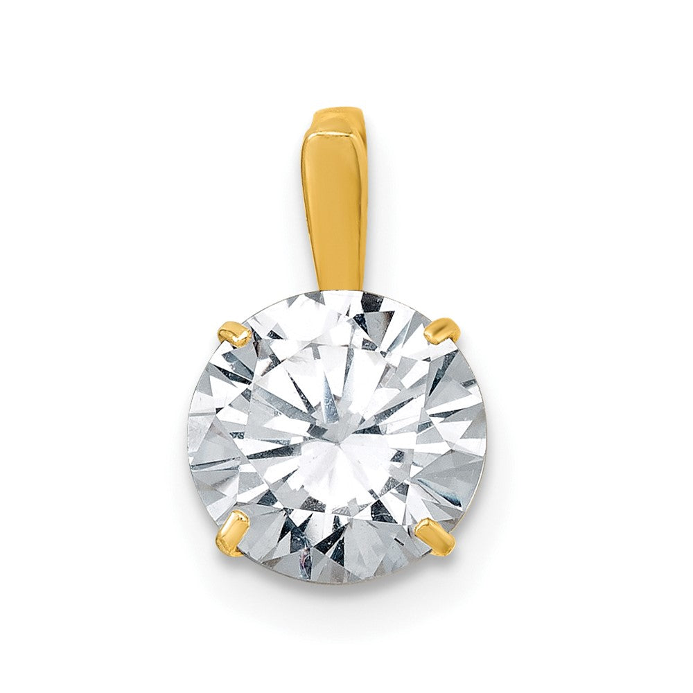 10k Polished 8mm CZ Round Solitaire Pendant - Product Photo
