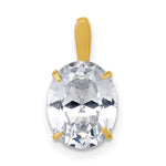 10k Polished White 8x10mm Oval CZ Pendant - Product Photo
