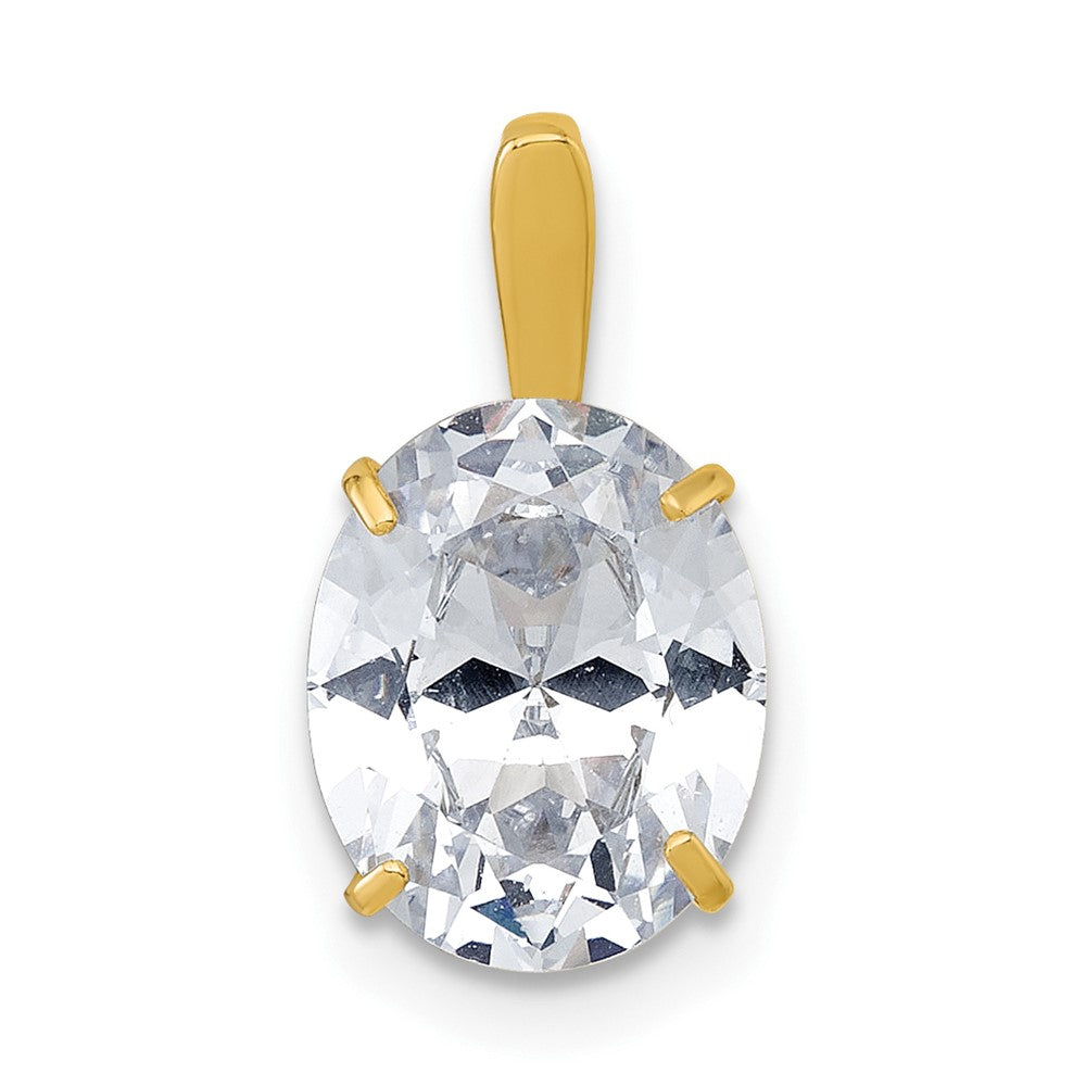 10k Polished White 8x10mm Oval CZ Pendant - Product Photo