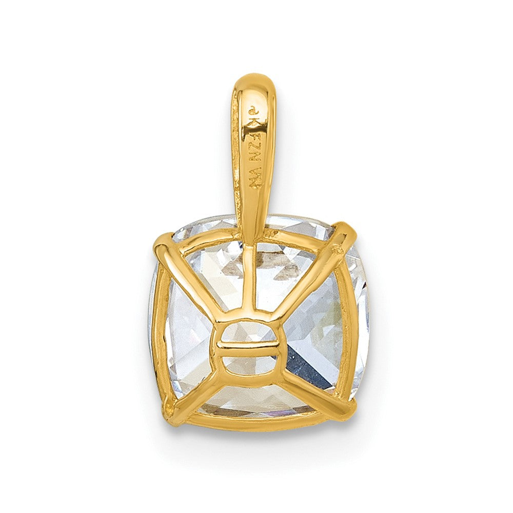 10k Polished Cushion 8mm CZ Solitaire Pendant - Product Photo