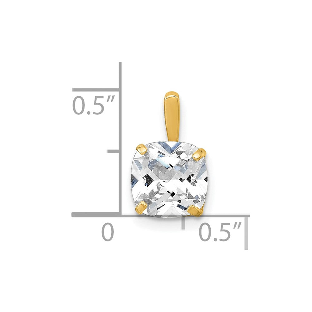 10k Polished Cushion 8mm CZ Solitaire Pendant - Product Photo