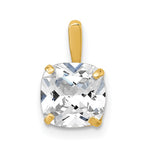 10k Polished Cushion 8mm CZ Solitaire Pendant - Product Photo