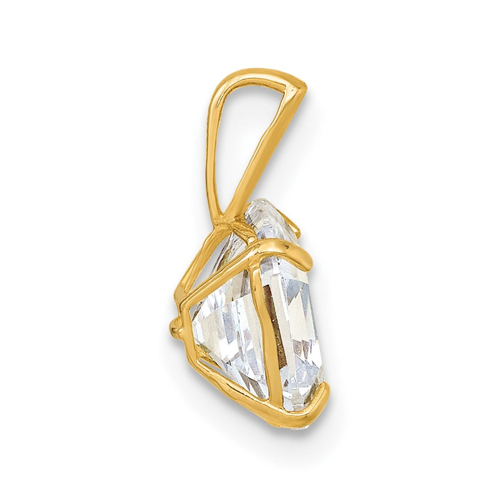 10k Polished 8mm CZ Modified Square Cut Pendant - Product Photo