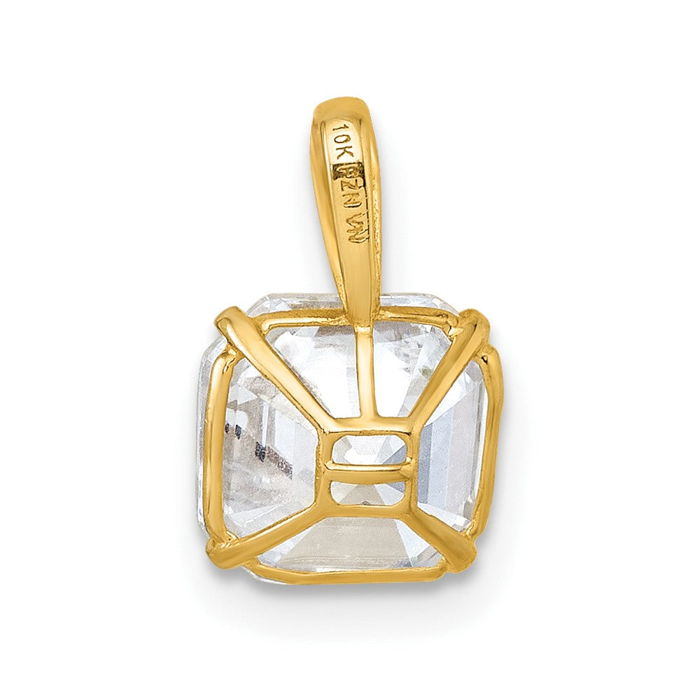 10k Polished 8mm CZ Modified Square Cut Pendant - Product Photo
