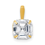 10k Polished 8mm CZ Modified Square Cut Pendant - Product Photo