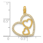 10k Polished CZ Triple Heart Pendant - Product Photo