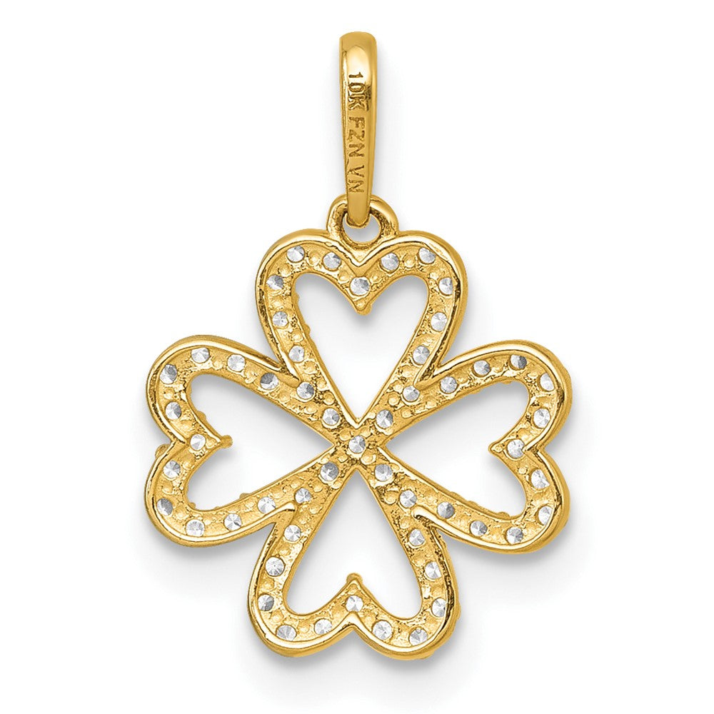 10k Polished CZ 4 Leaf Clover Pendant - Product Photo