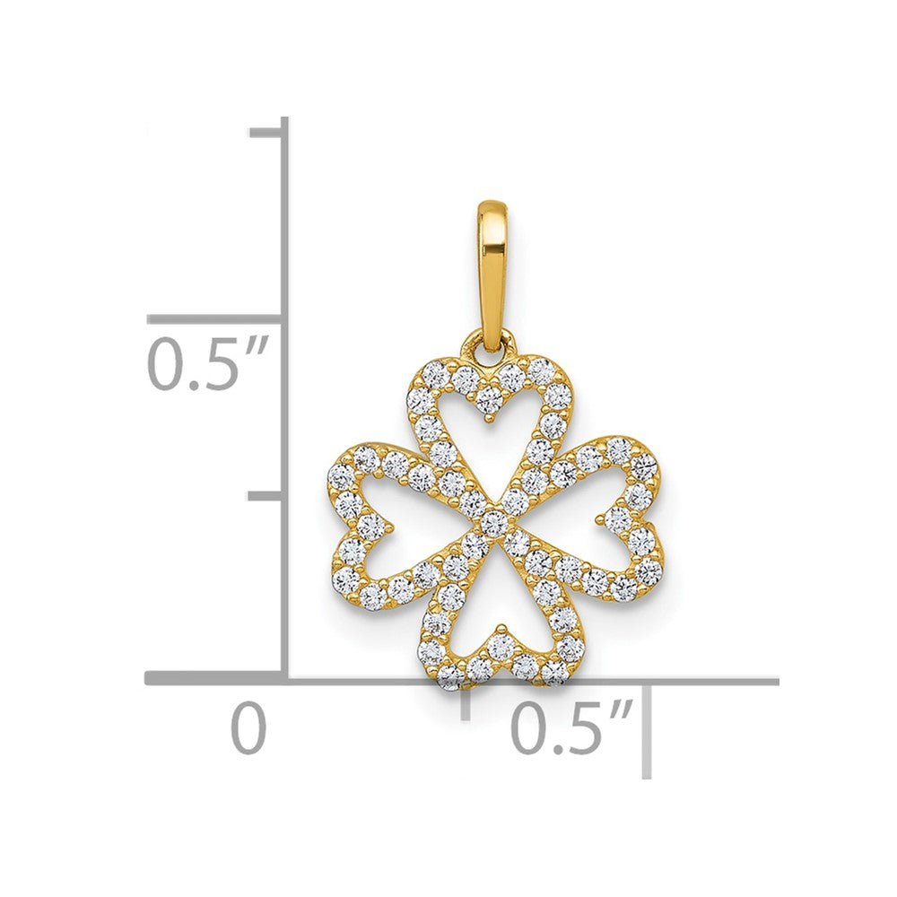10k Polished CZ 4 Leaf Clover Pendant - Product Photo