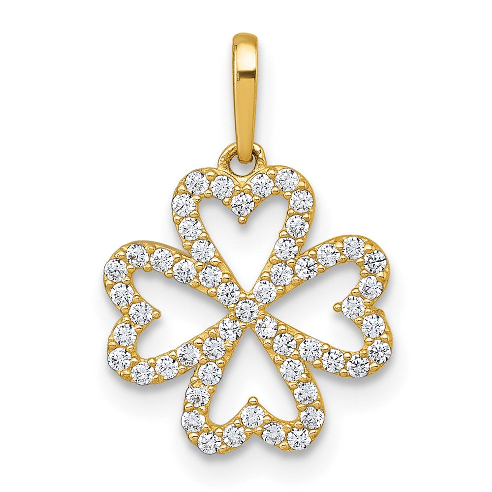 10k Polished CZ 4 Leaf Clover Pendant - Product Photo