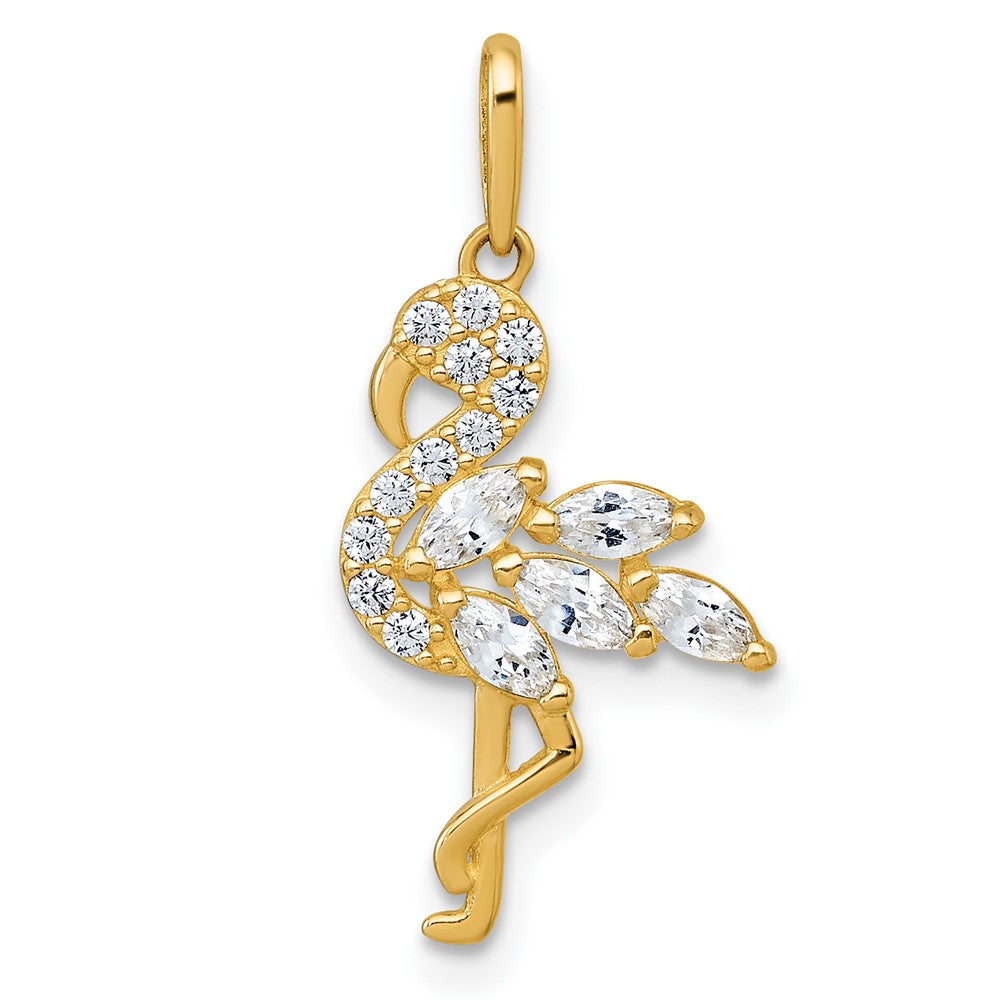 10k Polished CZ Flamingo Pendant - Product Photo
